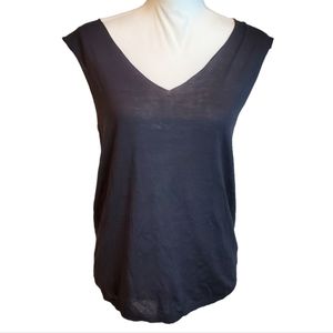 NEW Brora Shale Semi-Sheer Cotton V-Neck Shirt